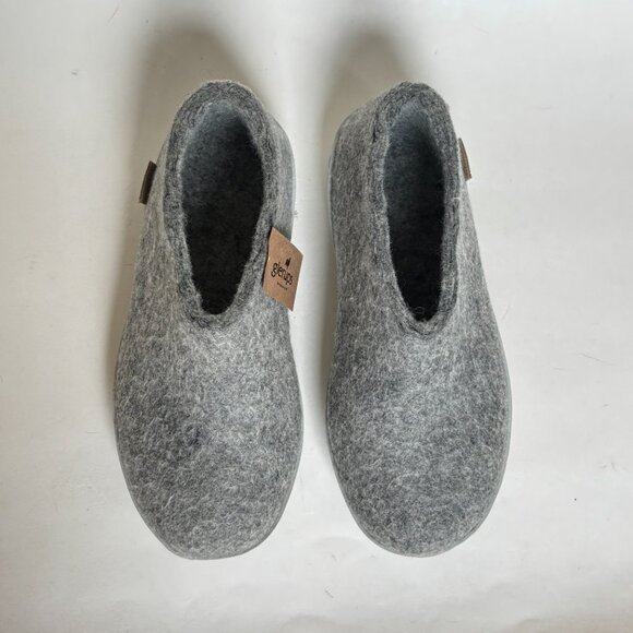 Glerups Wool Slippers Rubber Sole Slip On RARE Light Grey Sole House Shoes 8 NWT - Picture 7 of 9